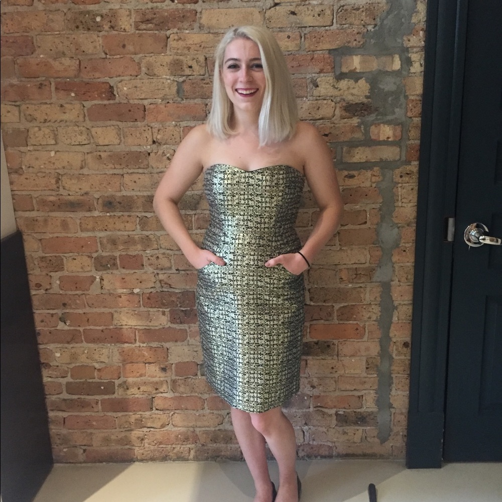 The Limited Strapless Gold & Black Dress