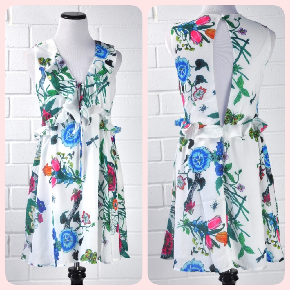 Lovely Chiffon ruffle V-neck