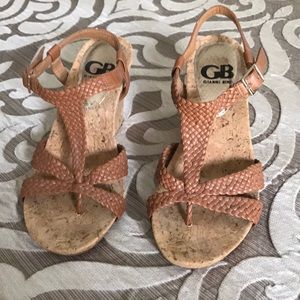 Gianni Bini brown/tan wedge sandals. Size 6