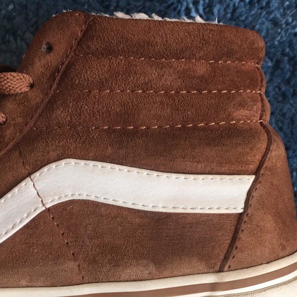 brown vans with fur on the inside
