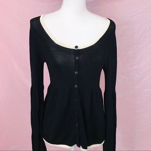 Anne Klein Black & White Peplum Cardigan Anne Klein Black & White Peplum Cardigan