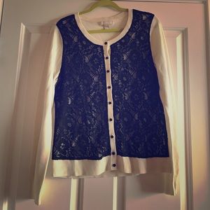 Black-Laced Cardigan Sweater