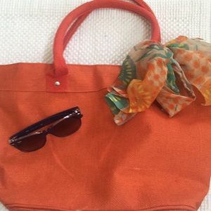 🌀BURNT ORANGE BURLAP TOTE🌀