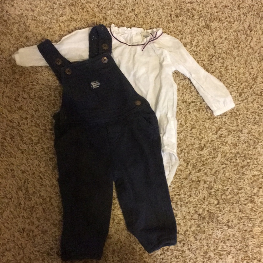 Oshkosh Eyelet overalls and white woven bodysuit