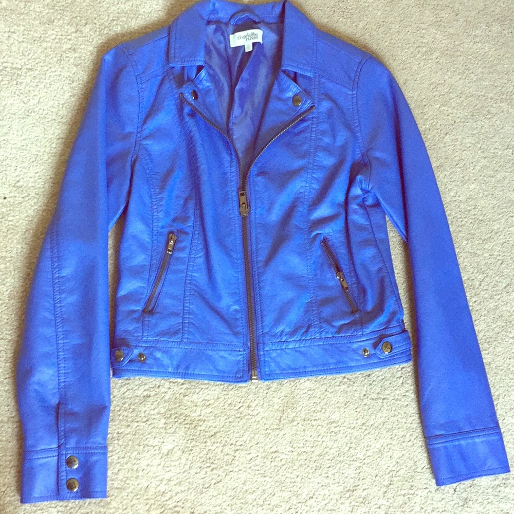 NWOT Blue leather jacket