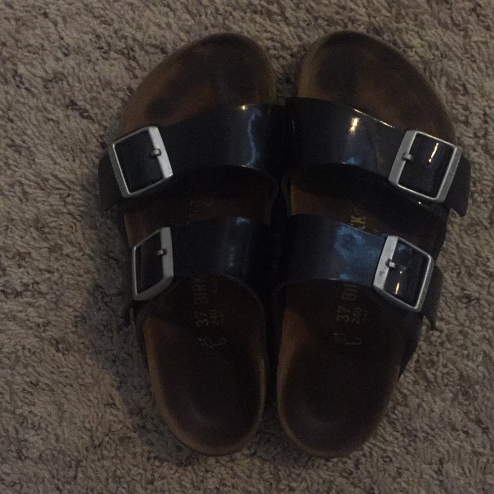 Black patent leather birkenstocks
