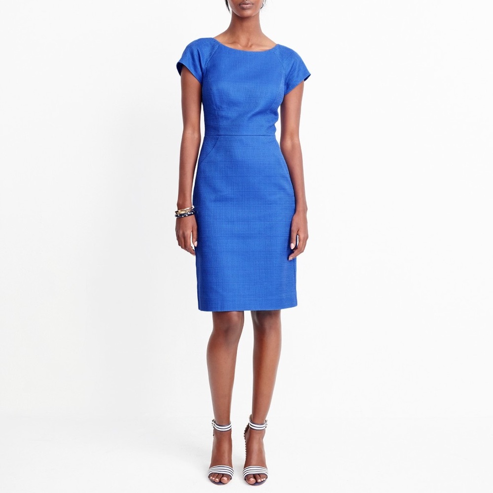 J Crew Basketweave Blue Midi Dress