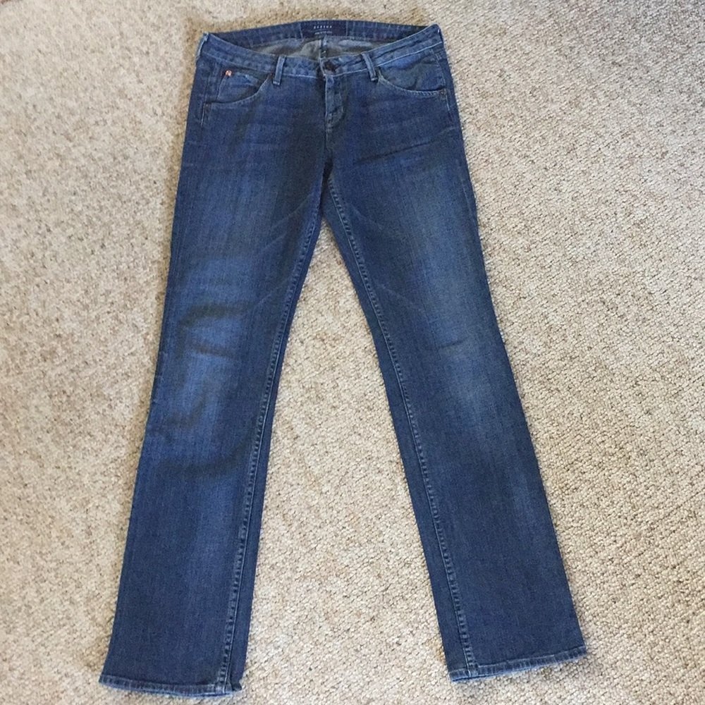 Hudson straight leg jeans.