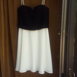 Halston Heritage Strapless Colorblock Dress