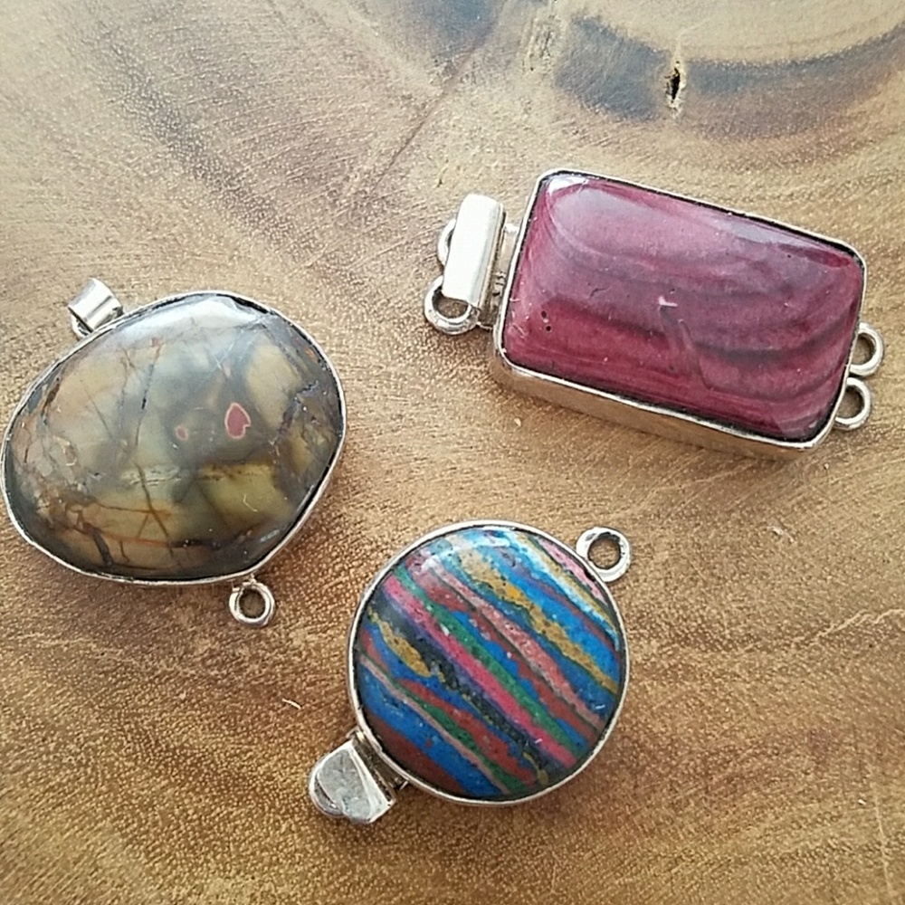 Cabochon Gemstone 925 Silver Clasps