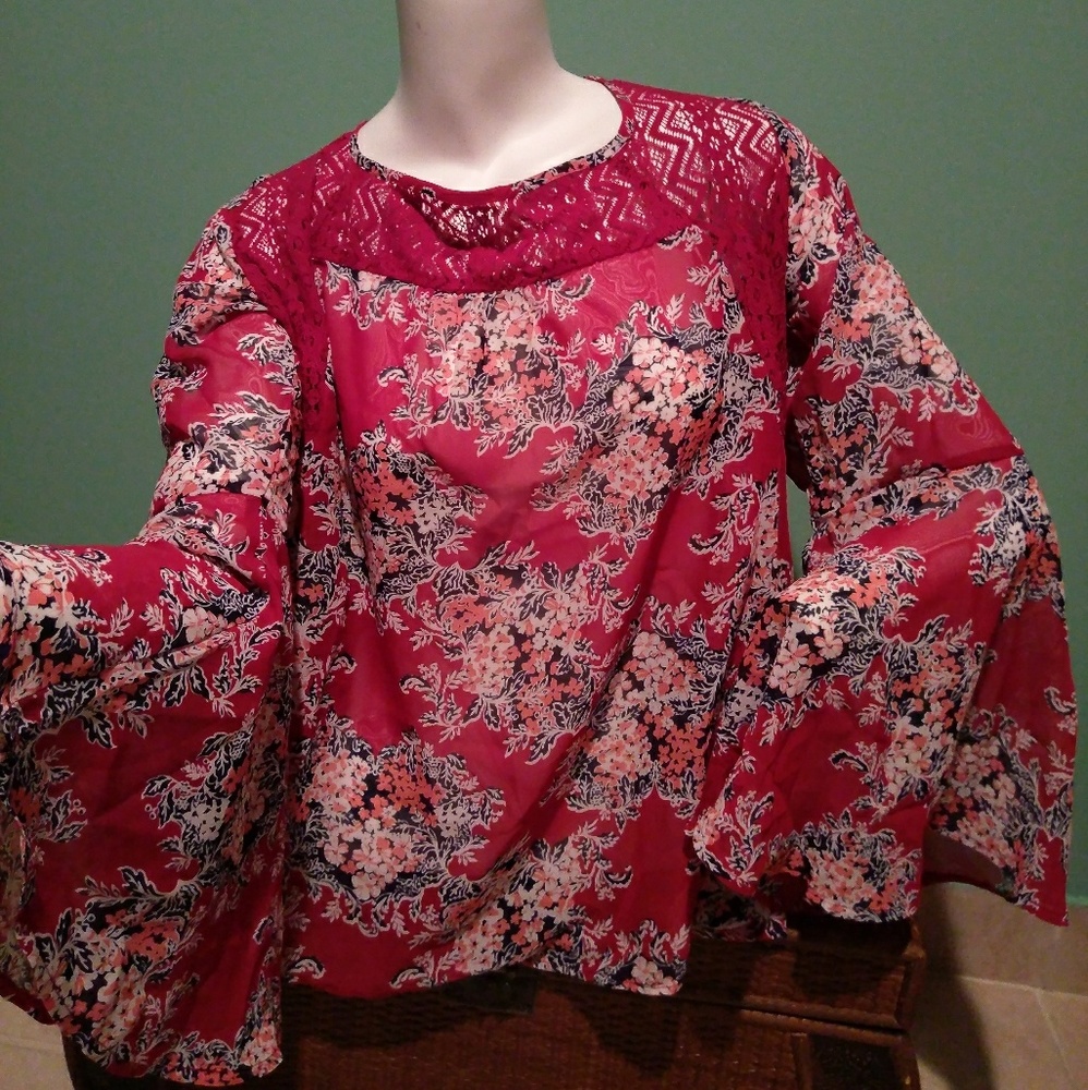 Floral and lace blouse