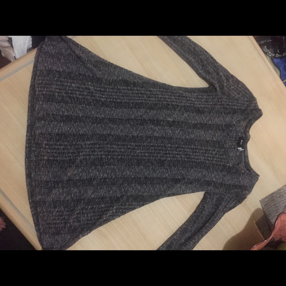 Grey BDG Scoop-Neck Long-Sleeved Flare Dress