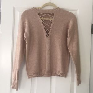 Beige tie up sweater
