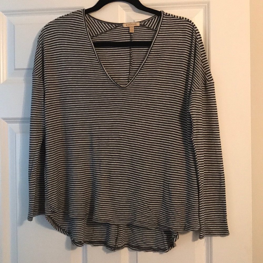 Anthropologie Bordeaux striped top