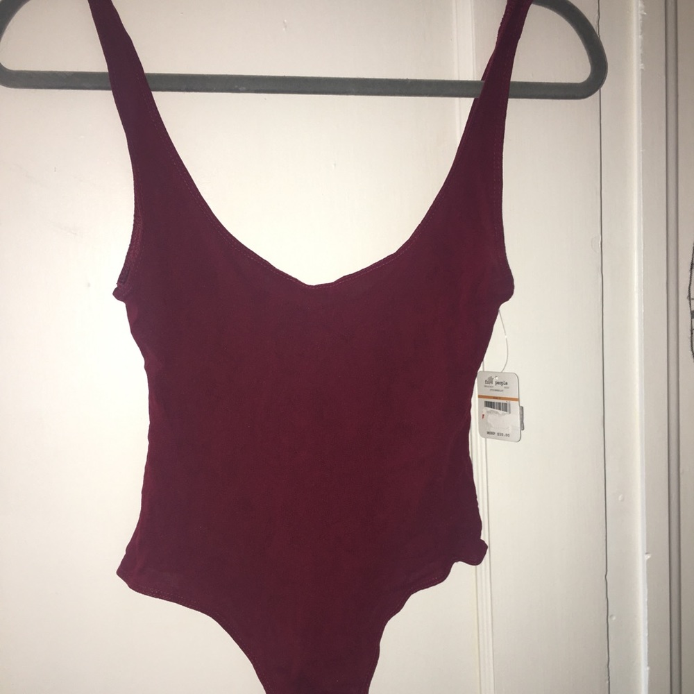 maroon mesh small free people body suit leotard