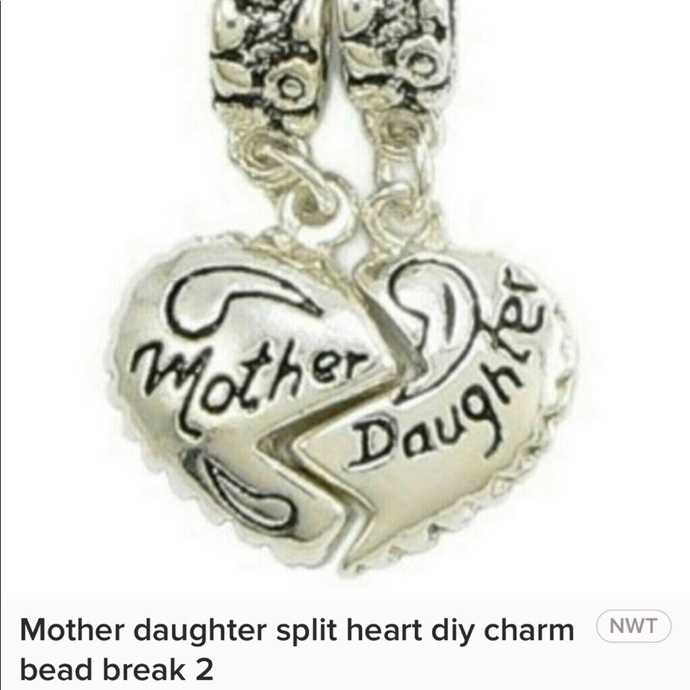 Mother daughter split heart bracelet charm diy