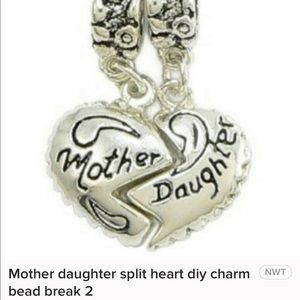 Mother daughter split heart bracelet charm diy