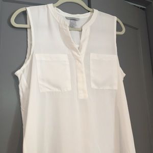 H&M- White dressy tank top; never worn; Medium