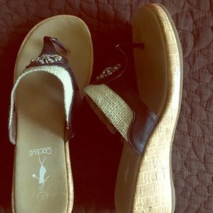 Wedges black with cork and rhinestone on top