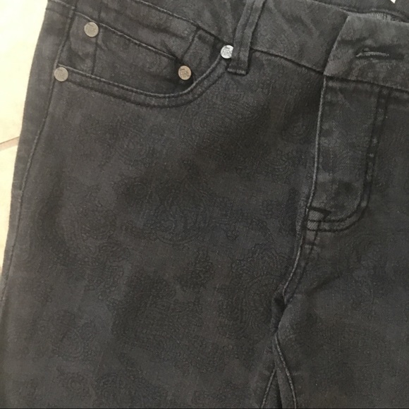 Black jeans with black flower detail. - Picture 2 of 2