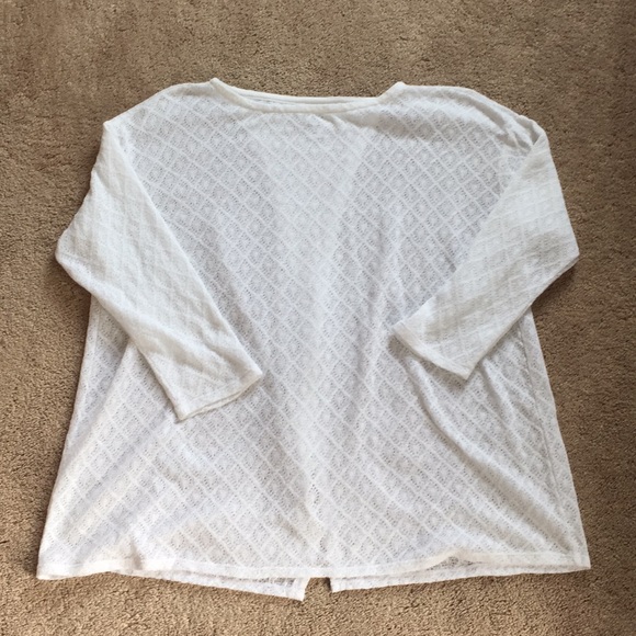 JJill Split-Back Sweater. White Pointelle Large - Picture 1 of 3