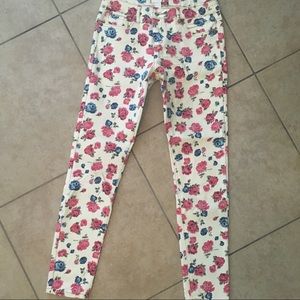 Forever 21 cream with pink and blue flower denim