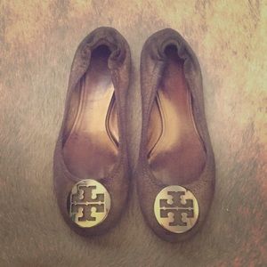 Tory Burch Gold Reva Flats