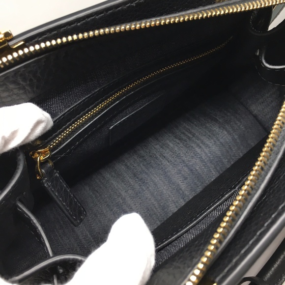 NEW VALENTINO Black Leather and Denim Crossbody - Picture 7 of 8
