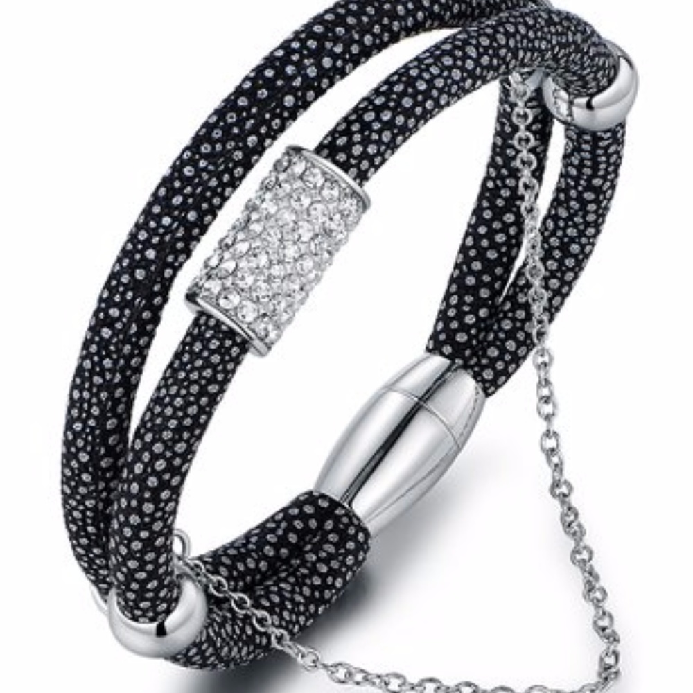 Black Bracelet With Swarovski® Crystals