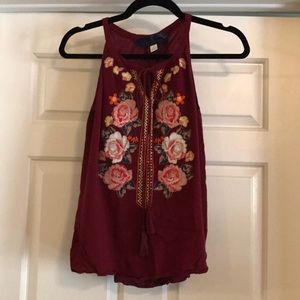 Francesca's Embroidered Tank Top