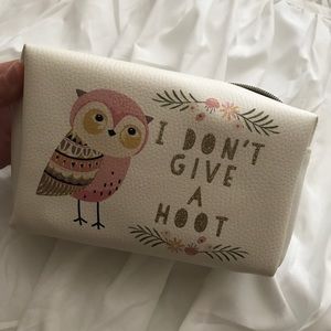 "I don't give a hoot" owl cosmetic bag:)