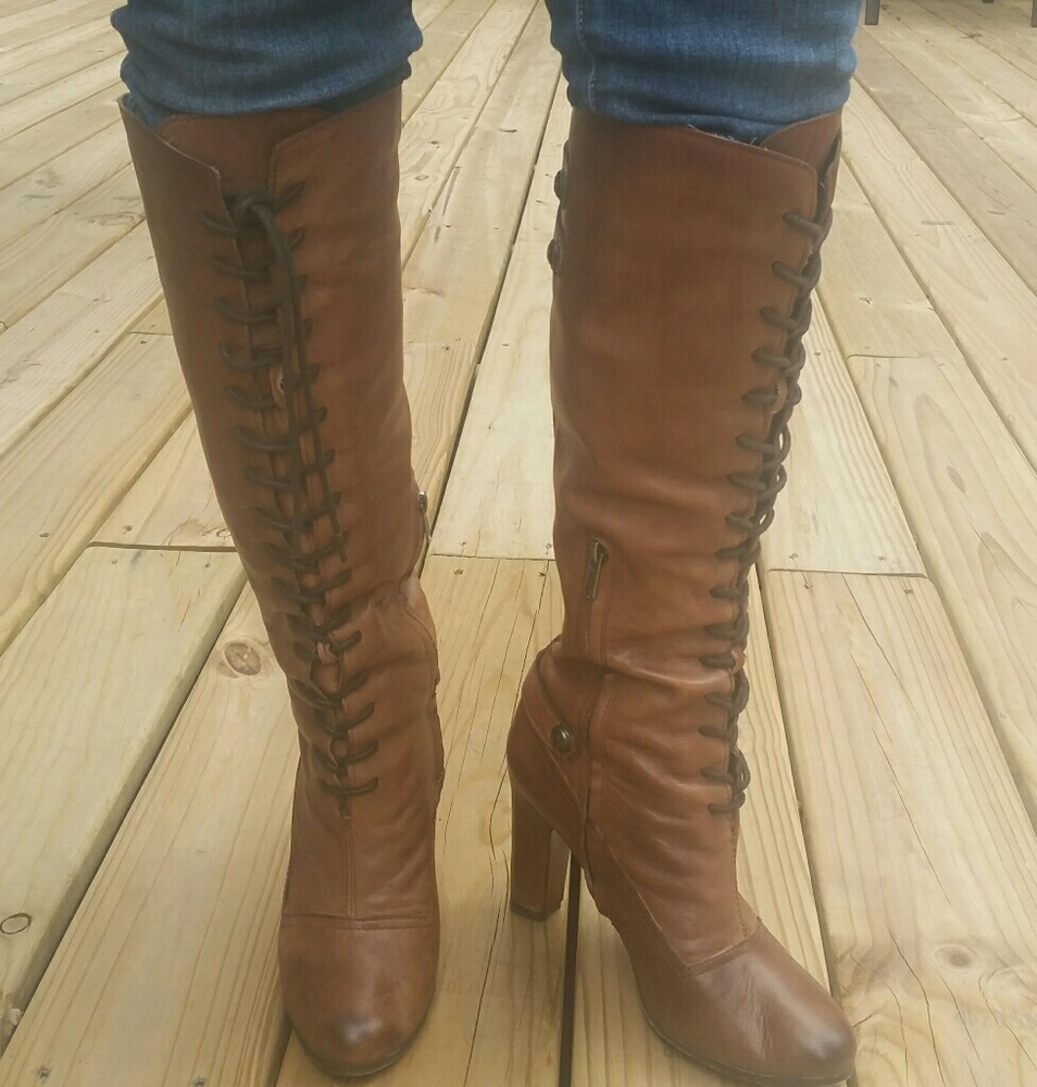 Sam Edelman Sanford whisky leather boots 8