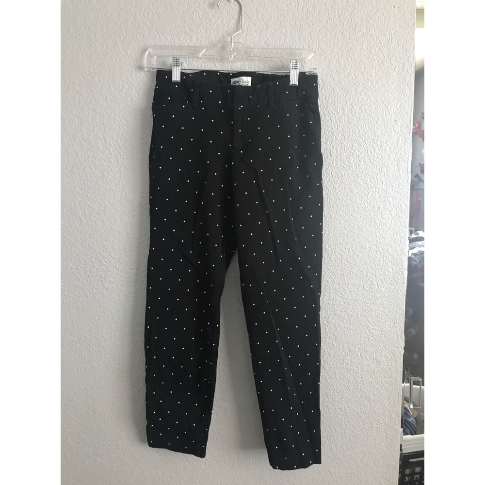 Black with white polka dot high pants
