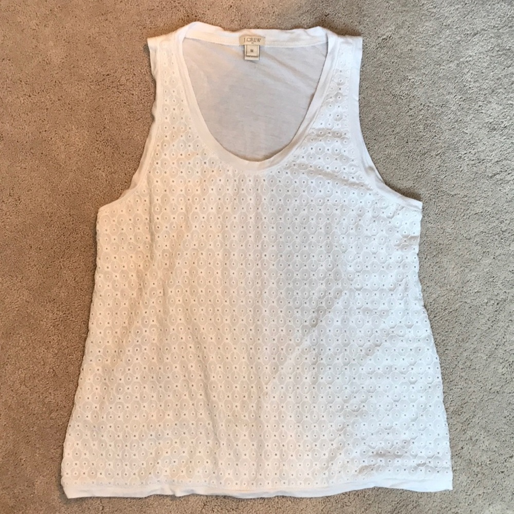 Jcrew women's eyelet tank medium cotton