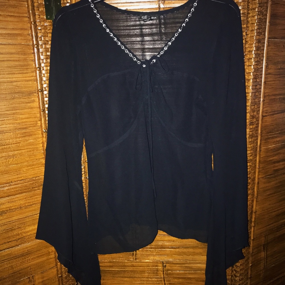 SOLD* Seductive Sheer Black Blouse, Size Medium