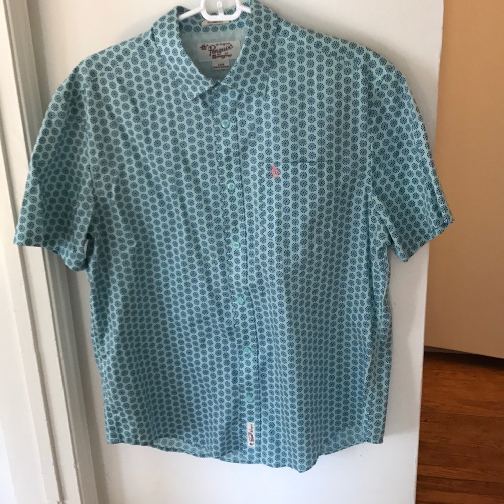 Men's Short Sleeve Penguin Button Down