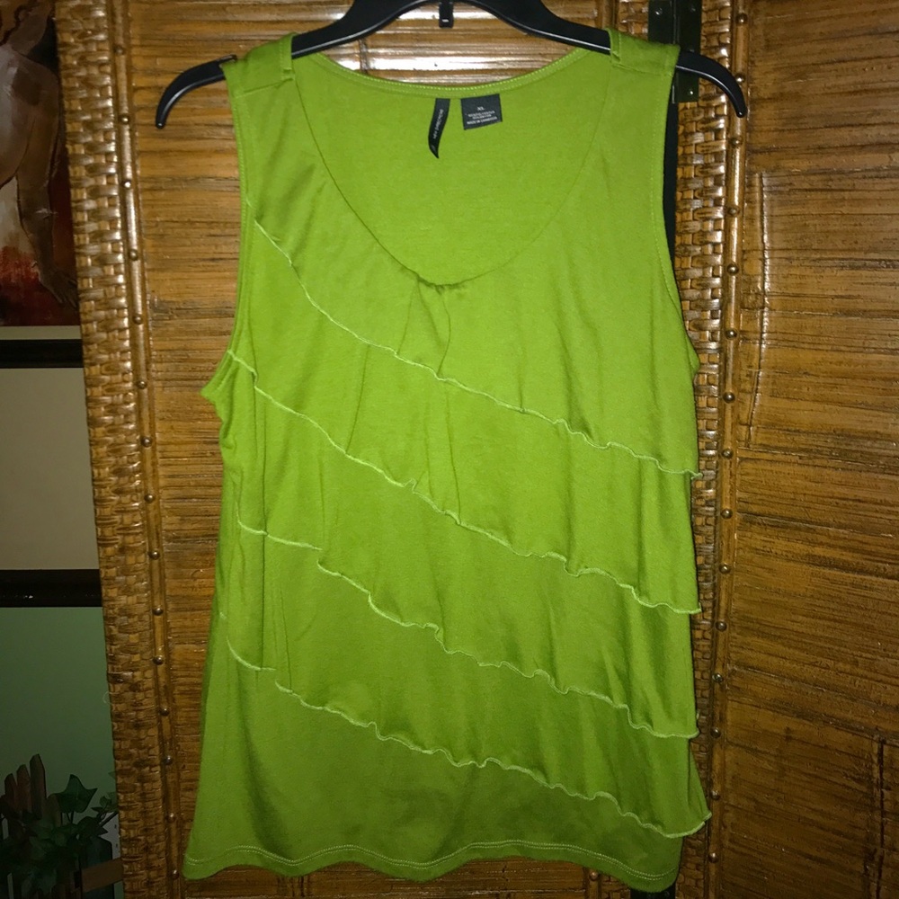 New Directions Green Ruffled Tank, X Large