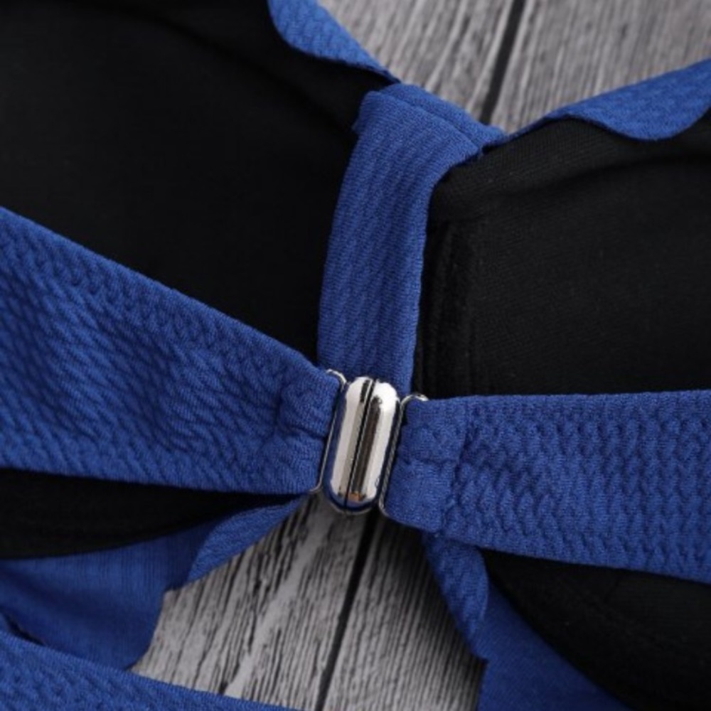 Zaful Laceup Stripes Swimwear Blue, Red And White