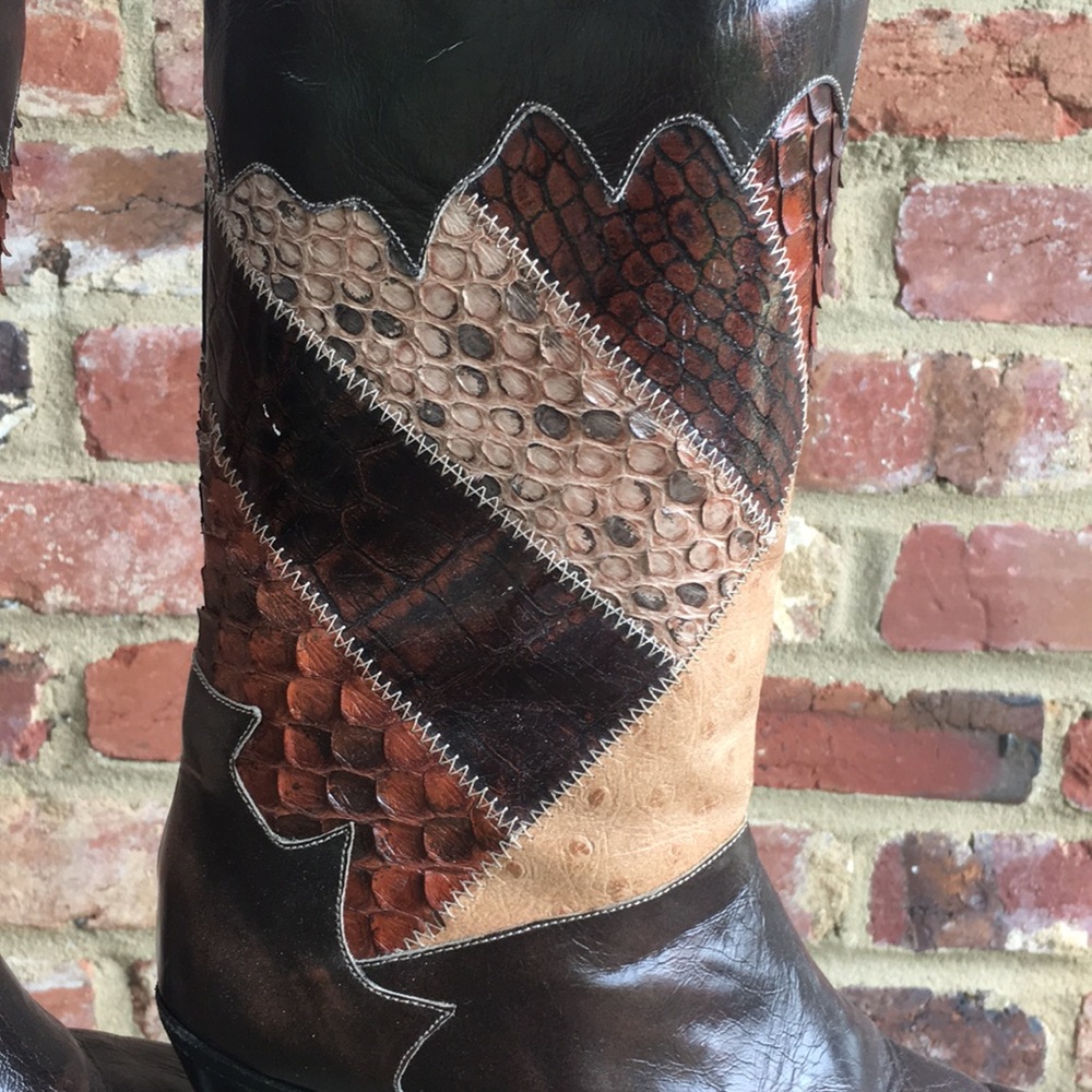 Vintage multi snake skin patchwork boots - Picture 3 of 3