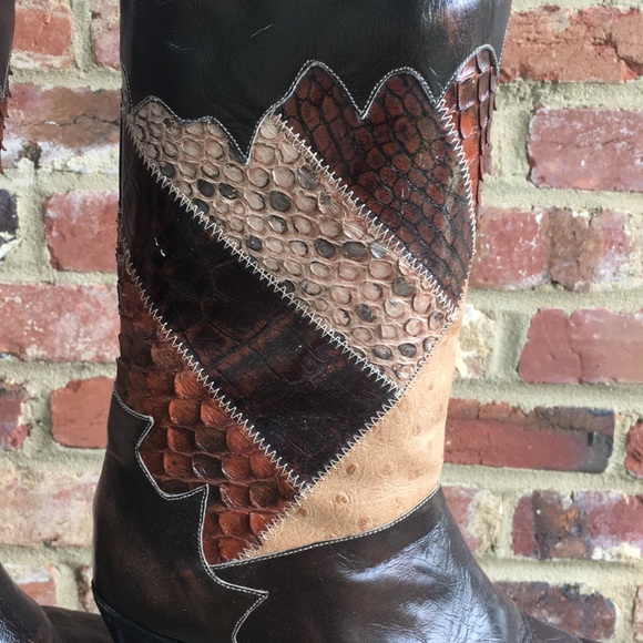 Vintage multi snake skin patchwork boots - Picture 3 of 3