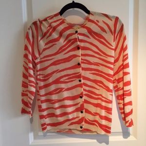 J.crew Orange & cream small zebra wool sweater