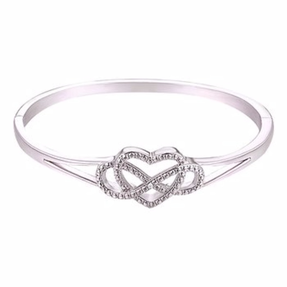 Diamond & Silvertone Heart & Infinity Bangle