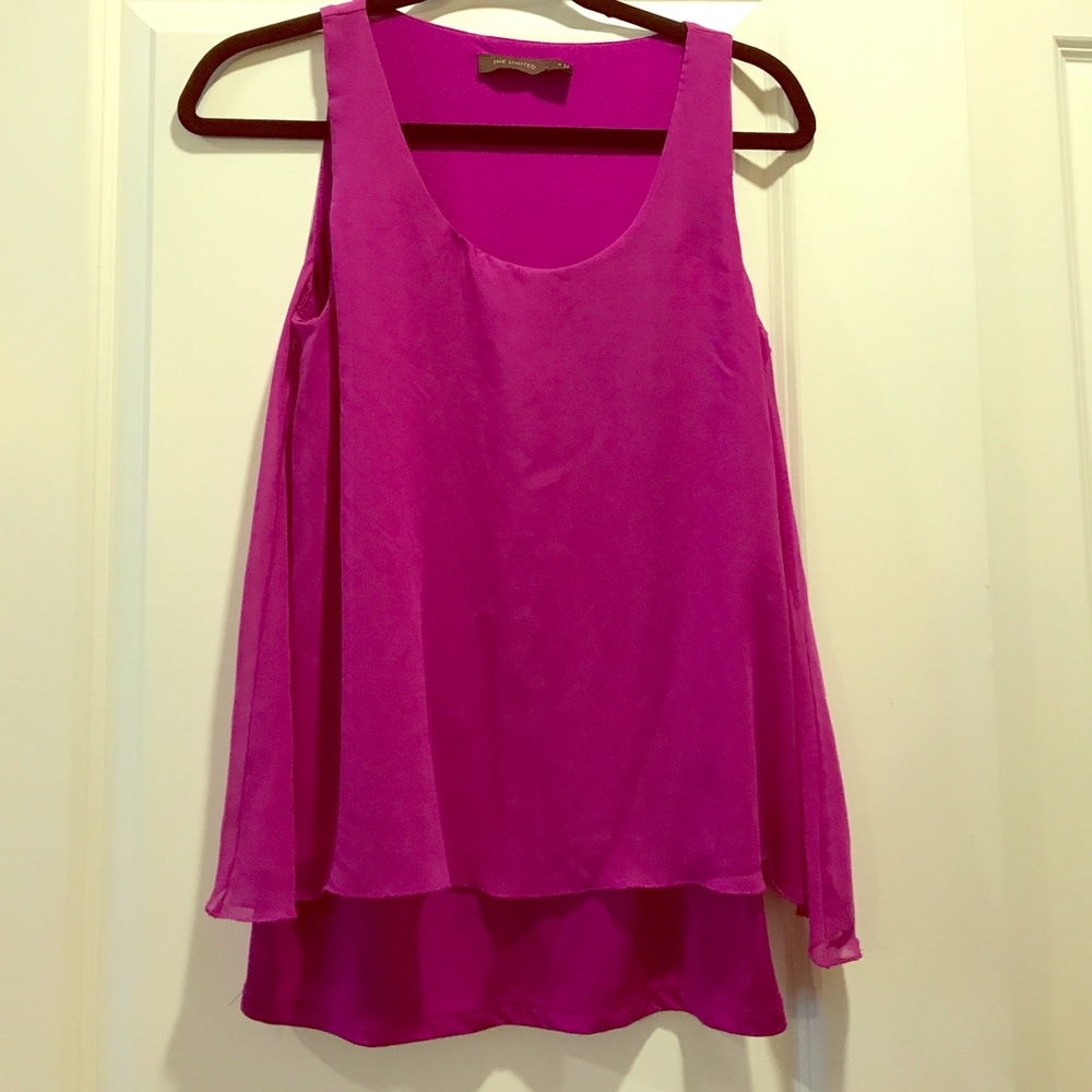 The Limited sheer magenta layered tank S
