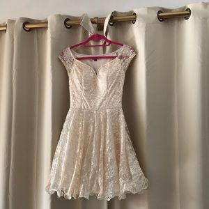 Bardot Lace Fit & Falre Prom Dress