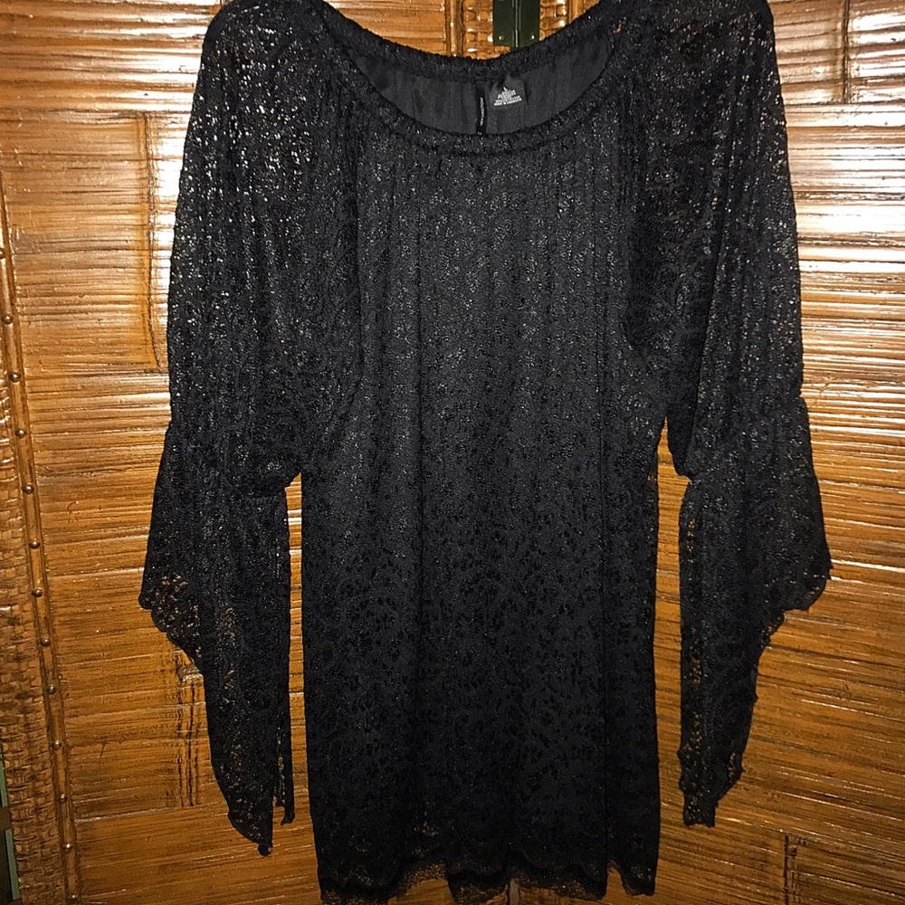*SOLD* New Directions Black Lace Blouse, Large