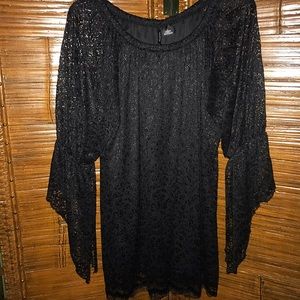 *SOLD* New Directions Black Lace Blouse, Large