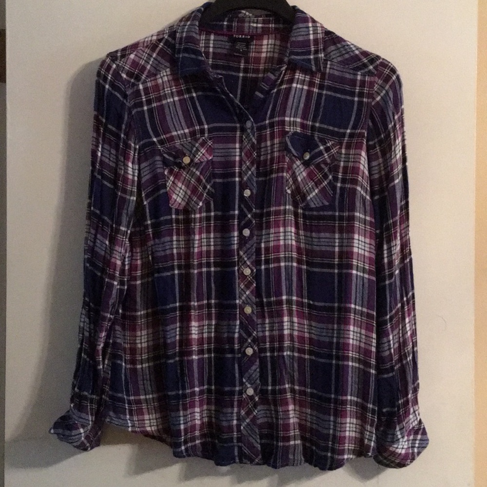 Torrid plaid button down shirt
