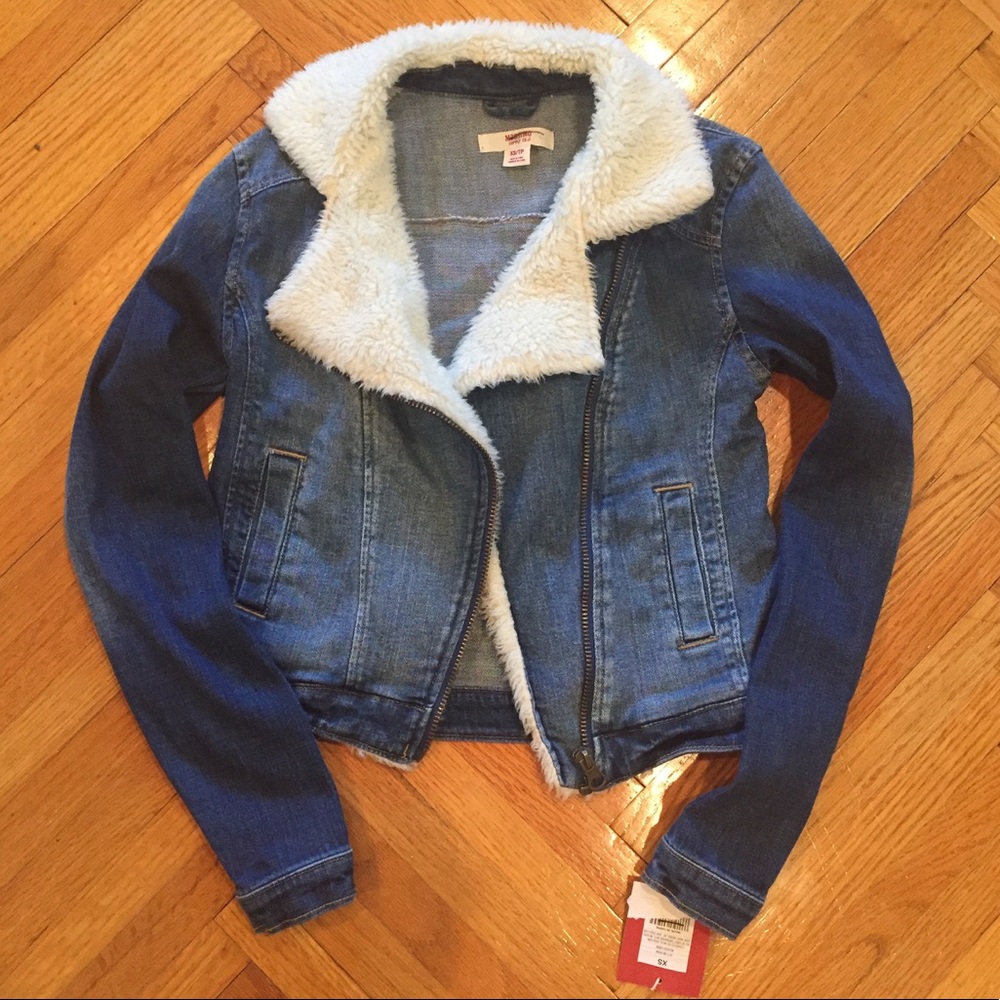 New! NWT Boys Denim Jacket w/ Faux Fur