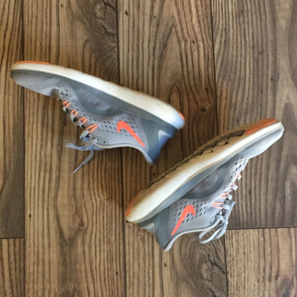 Grey/Orange Nike Free Tennis Shoes Size 8