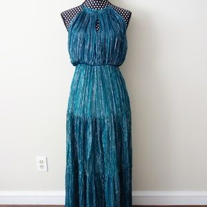 Teal Blue Green Silver Prom Gala Black Tie Gown